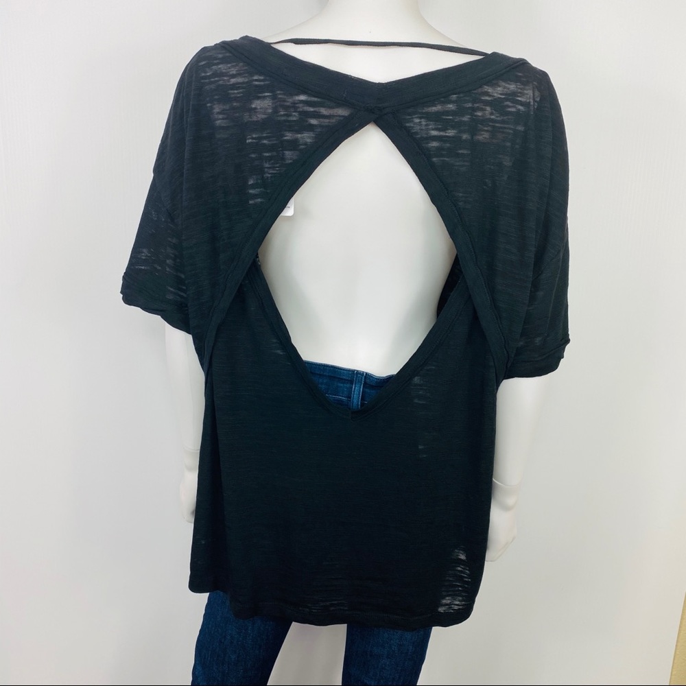 Free People Sz M Viola Open Back Tee - Picture 6 of 8